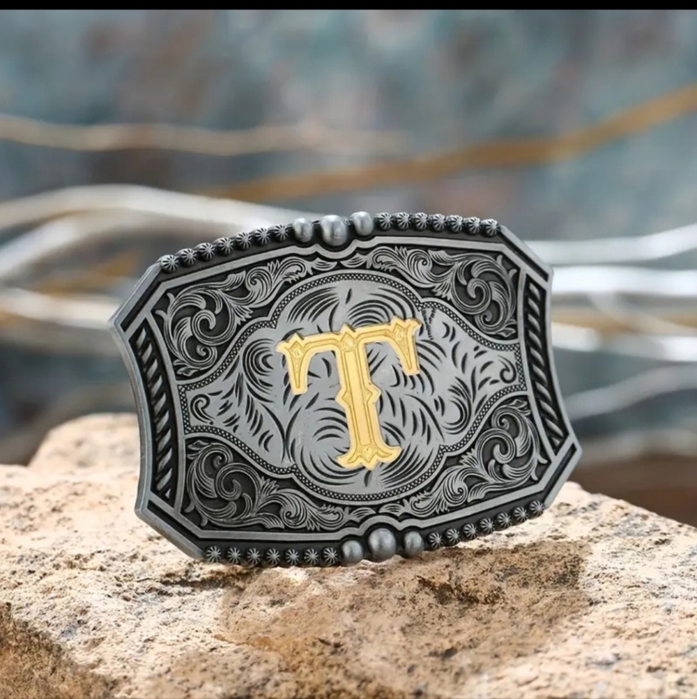 New Men's Cowboy Monogram T Western Belt Buckle
